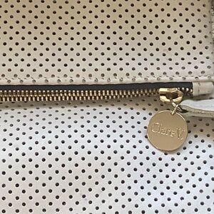 Clare V Cream Perforated Clutch